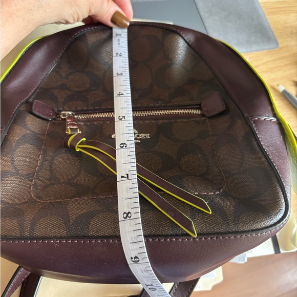 Coach Dark Brown and Neon Yellow Backpack - Picture 8 of 10